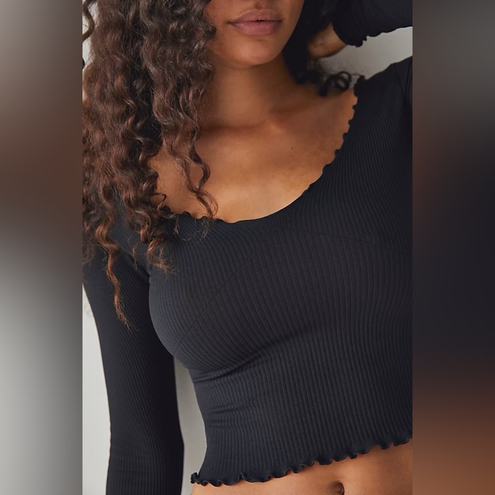 Free People Easy To Love Seamless Long Sleeve Blouse